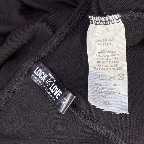 Lock & Love XL Black Flowy Draped Long Sleeve Batwing Dolman Top - Picture 5 of 5